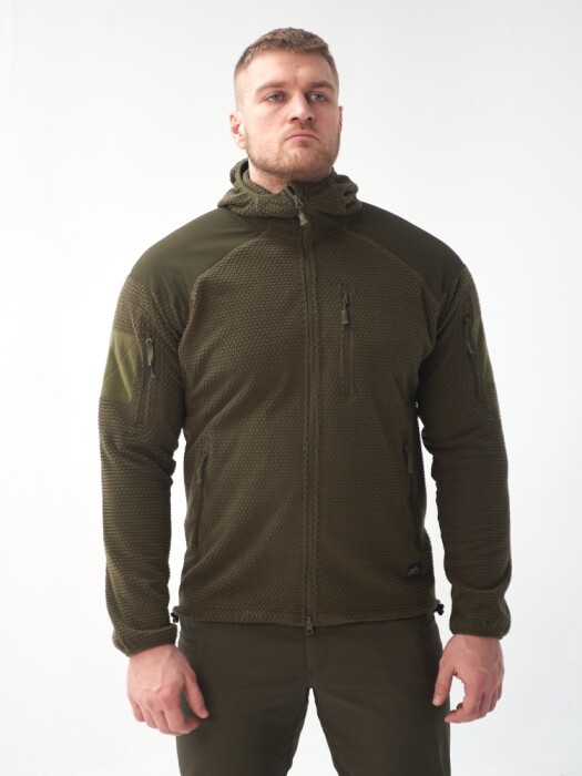 Флисовая кофта ALPHA HOODIE Helikon, цвет Olive Green в Капсуле